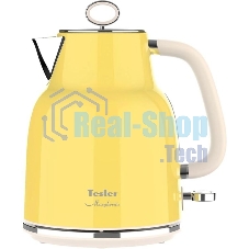 Чайник электрический Tesler KT-1760 желтый, 1.7 л, 2200 Вт, скрытый нагревательный элемент