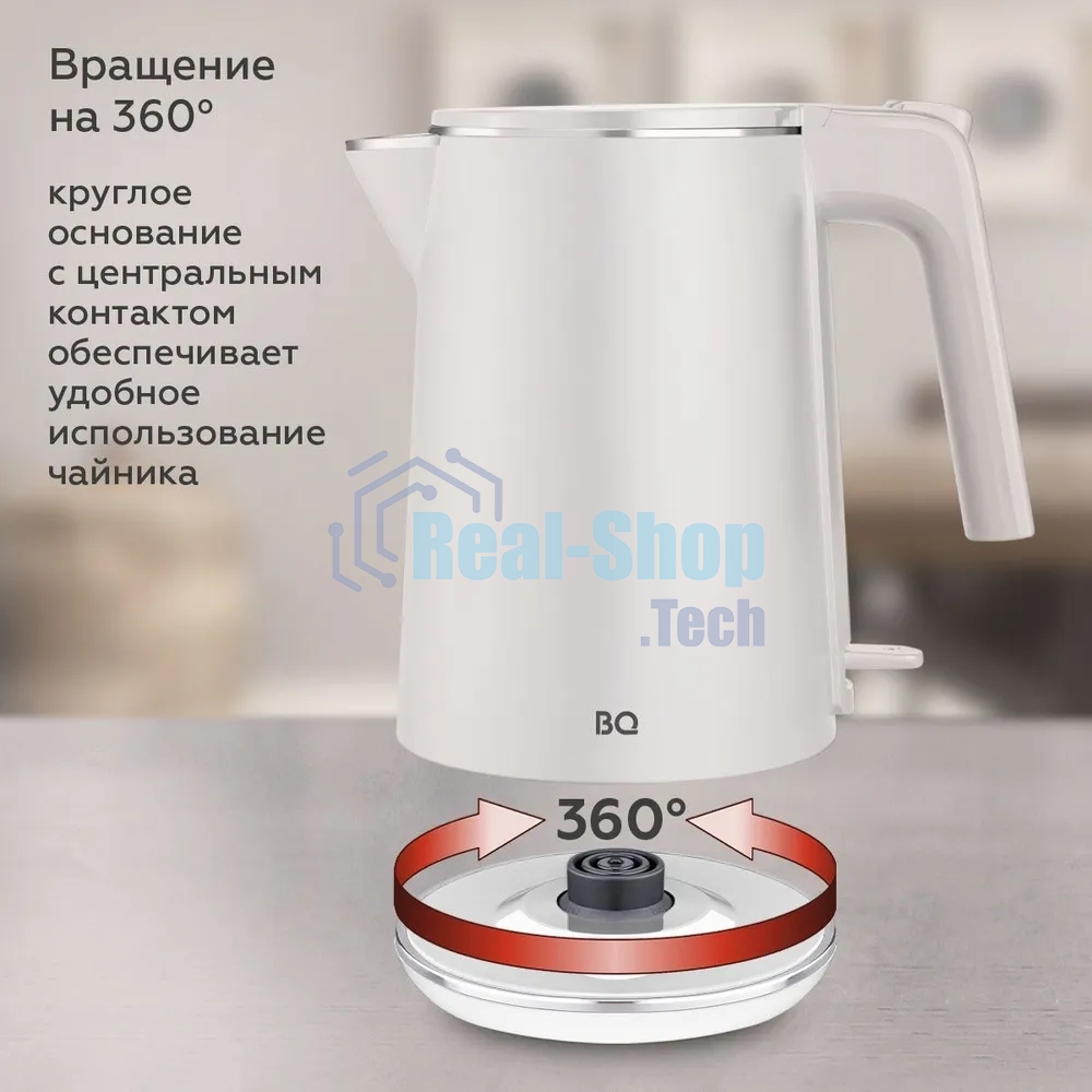 Чайник электрический BQ KT1716P белый. Мощность:1800 Вт, Объем 1л