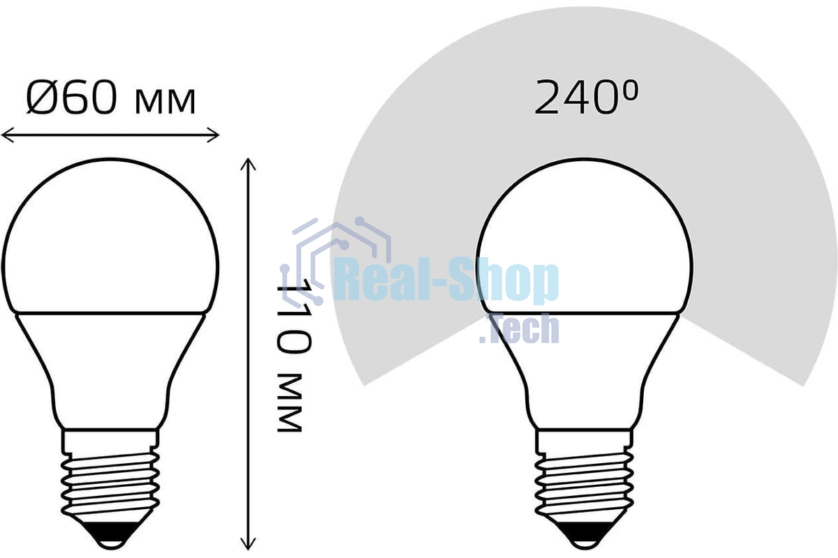 Лампа светодиодная Gauss Led A60-dim E27 11Вт 3000К диммируемая