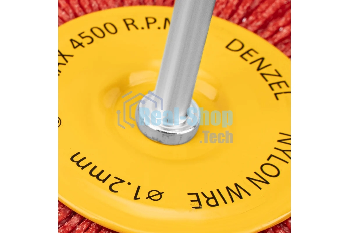 Щетка для дрели Denzel 100 мм, плоская, со шпилькой, нейлоновая щетина