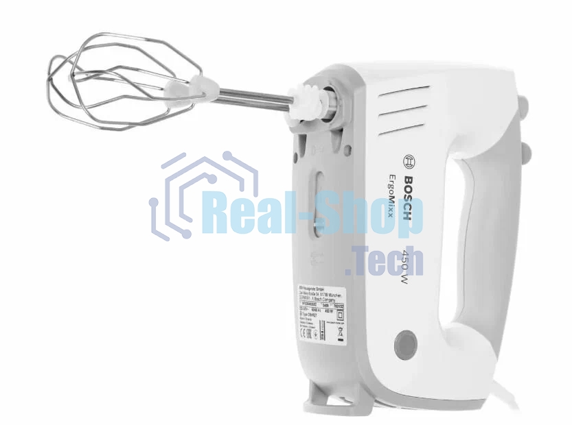 Миксер Bosch MFQ36460S белый/серый, ручной, 450 Вт, 5 скоростей