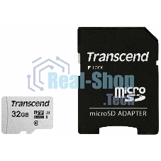 Флеш карта Micro SecureDigital 32Gb Transcend TS32GUSD300S-A MicroSDHC Class 10 UHS-I, SD adapter