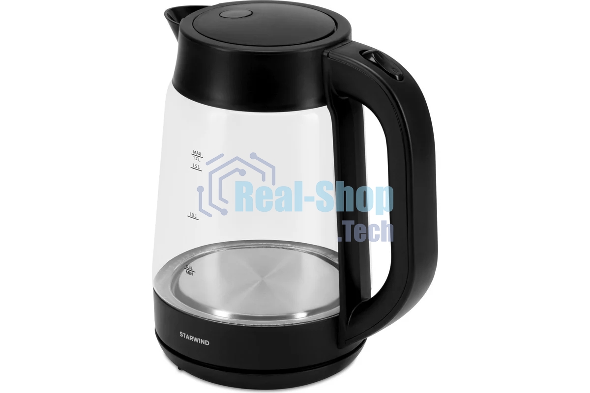 Чайник электрический Starwind SKG4030 1.7 л, 2200 Вт, черный (корпус: стекло)