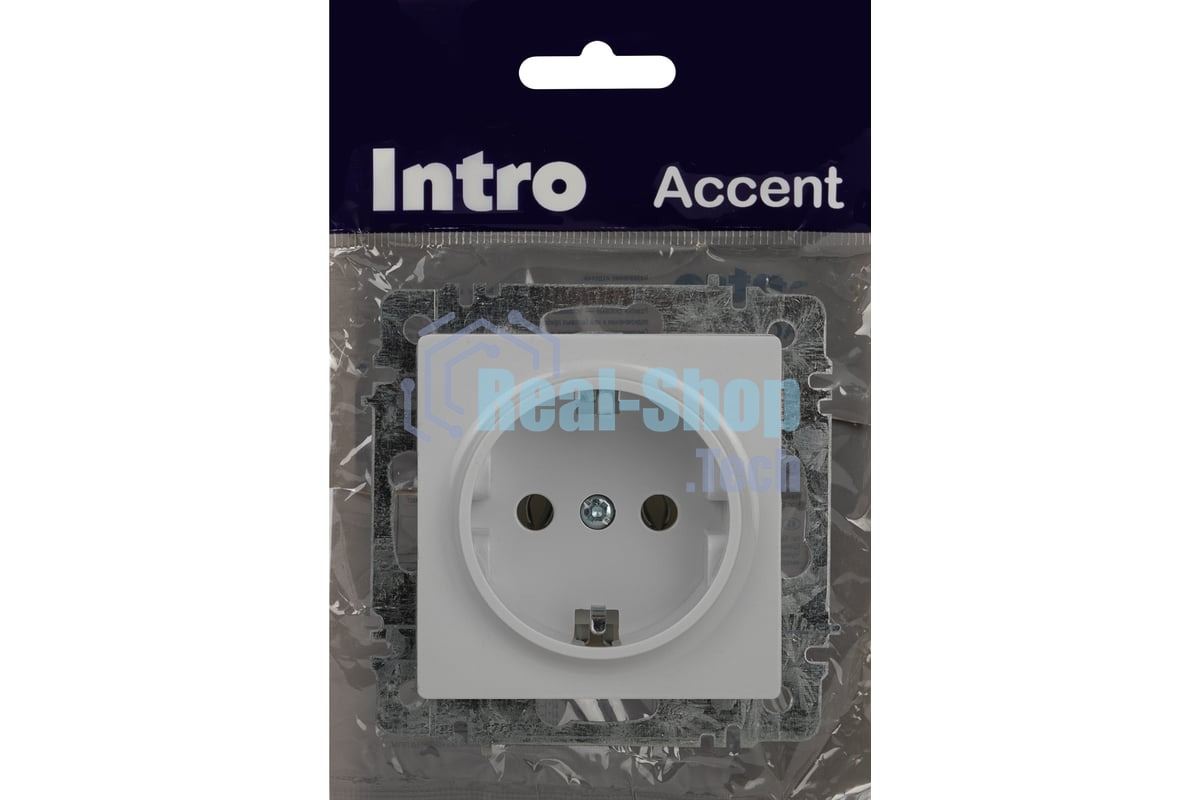 Розетка Intro Accent 6-202-01 2P+E Schuko 16А-250В IP20 СУ AL/CU белый Б0063678