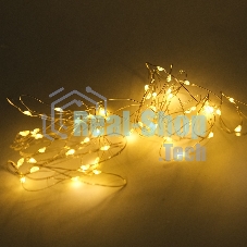 Гирлянда светод. Funray Нить, SE-STRING-550WW, 5м, 50 LED, теплый белый, 3xАА, серебр. шнур 0,3м