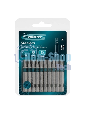 Бита Gross HEX 5х50 мм, сталь S2, шестигр., 10 шт.