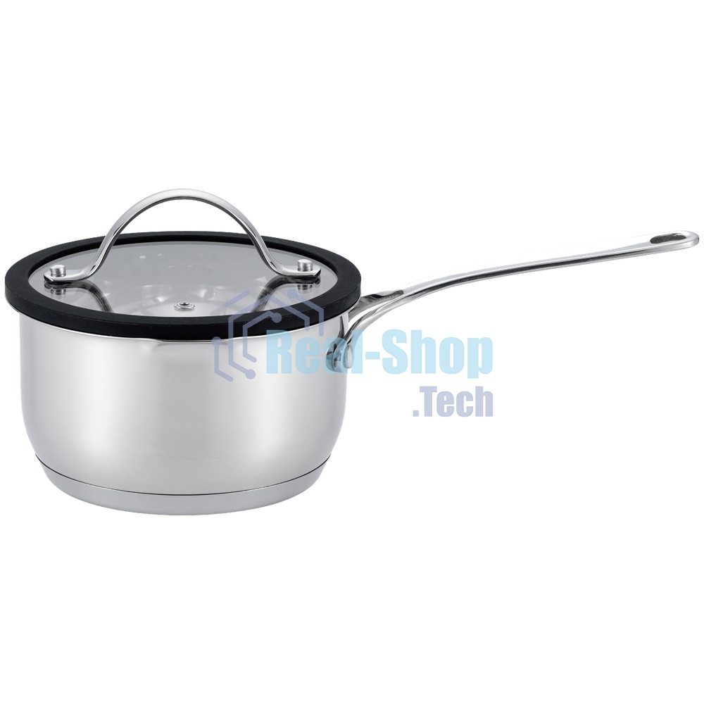 Ковш MAUNFELD ORIANA MF18RN01SP из нержавеющей стали со стеклянной крышкой, 16 см, 1,8 л
