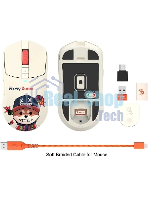 Мышь беспроводная/проводная A4Tech Bloody R72 Ultra Proxy Boom бежевый, 20000 dpi, радиоканал, USB, кнопки - 7