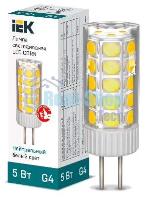 Лампа светодиодная IEK LLE-CORN-5-012-40-G4 CORN 5Вт капсула 4000К G4 12В керамика