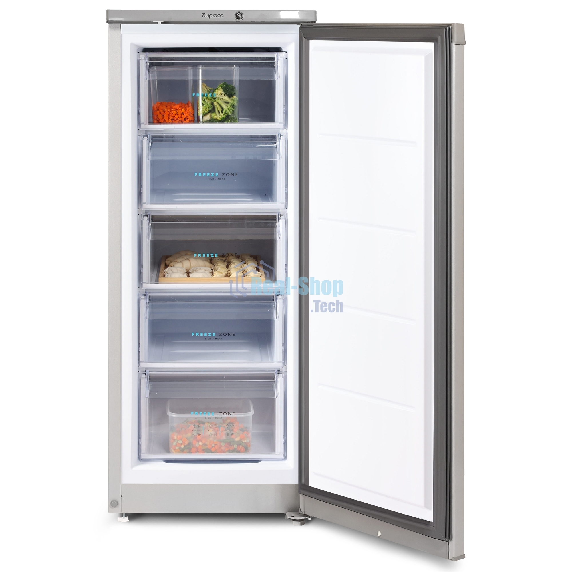 Морозильная камера Бирюса M414 металлик, 130л, 5 ящиков