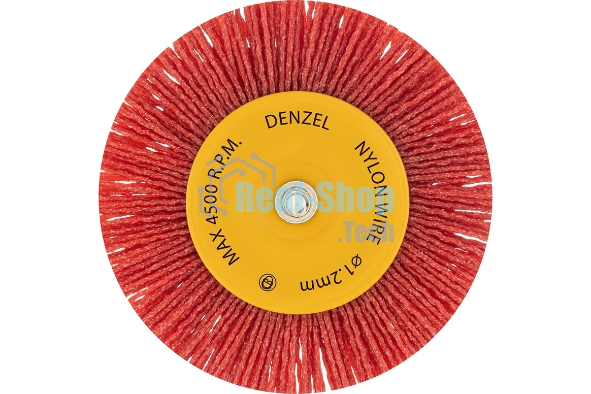 Щетка для дрели Denzel 100 мм, плоская, со шпилькой, нейлоновая щетина