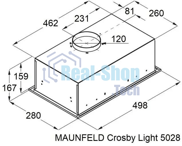 Вытяжка полновстраиваемая Maunfeld Crosby Light 5028, черный, 50 см, 850 куб. м/ч, 55 дБ