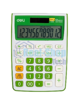 Калькулятор настольный Deli E1238/GRN зеленый 12-разр.