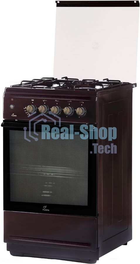 Плита газовая Flama N FG 24237 B коричневый, конфорок 4 газовых, духовка 50 л, 50 см x 85 см x 60 см