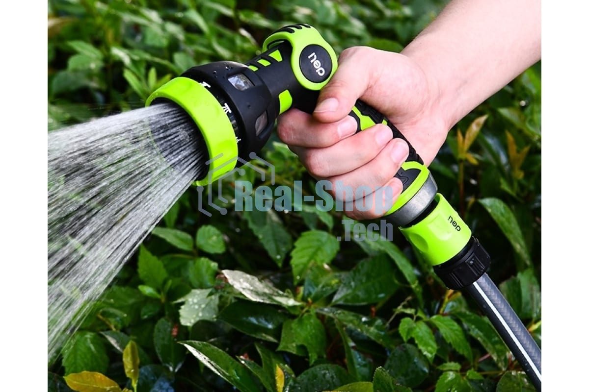 Пистолет-распылитель поливочный бескурковый Deli DL8762 9 режимов распыления, диаметр шланга 3/4