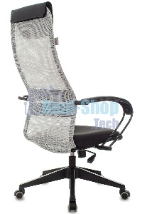 Кресло руководителя Бюрократ CH-607 TW-02 светло-серый, сиденье черный, сетка/ткань, с подголов. крестовина пластик