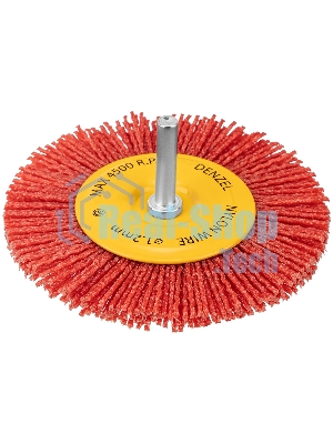 Щетка для дрели Denzel 100 мм, плоская, со шпилькой, нейлоновая щетина