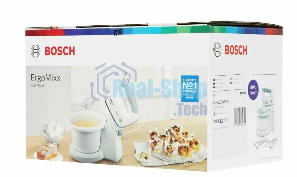 Миксер Bosch MFQ36460S белый/серый, ручной, 450 Вт, 5 скоростей