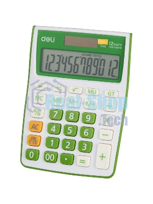 Калькулятор настольный Deli E1238/GRN зеленый 12-разр.