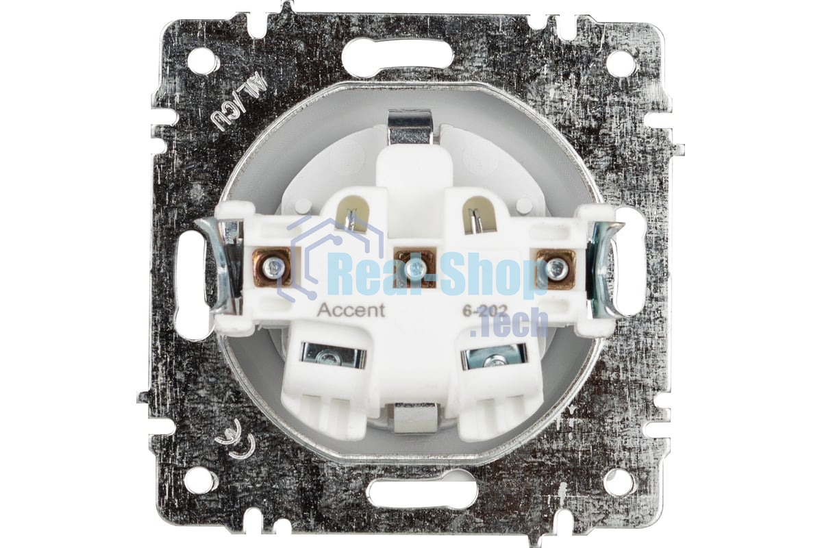 Розетка Intro Accent 6-202-01 2P+E Schuko 16А-250В IP20 СУ AL/CU белый Б0063678