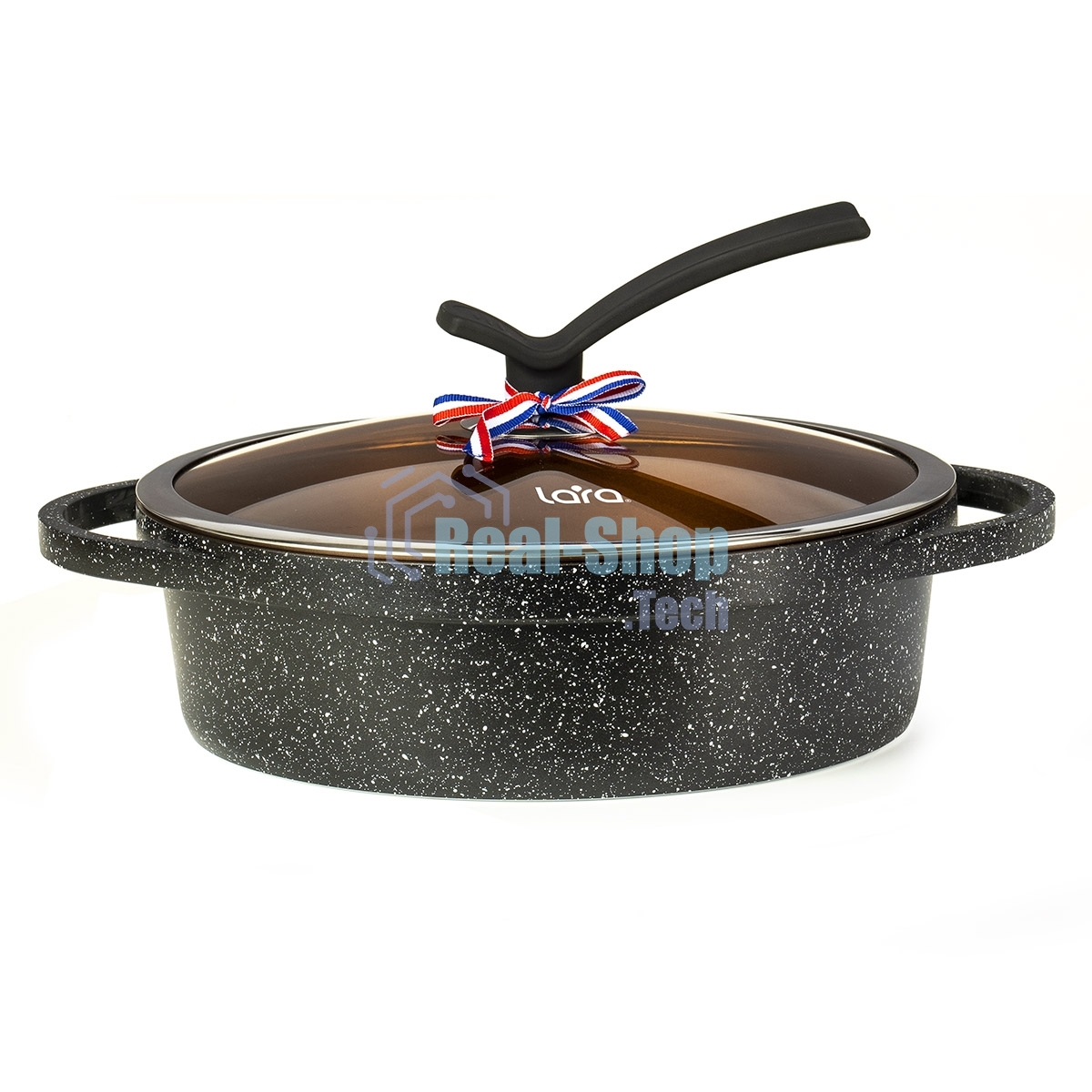 Сотейник Lara LR02-234 серия Orlean 28 см, 4.5 л, мрамор, Bronze, капсульное индукционное дно, крышка