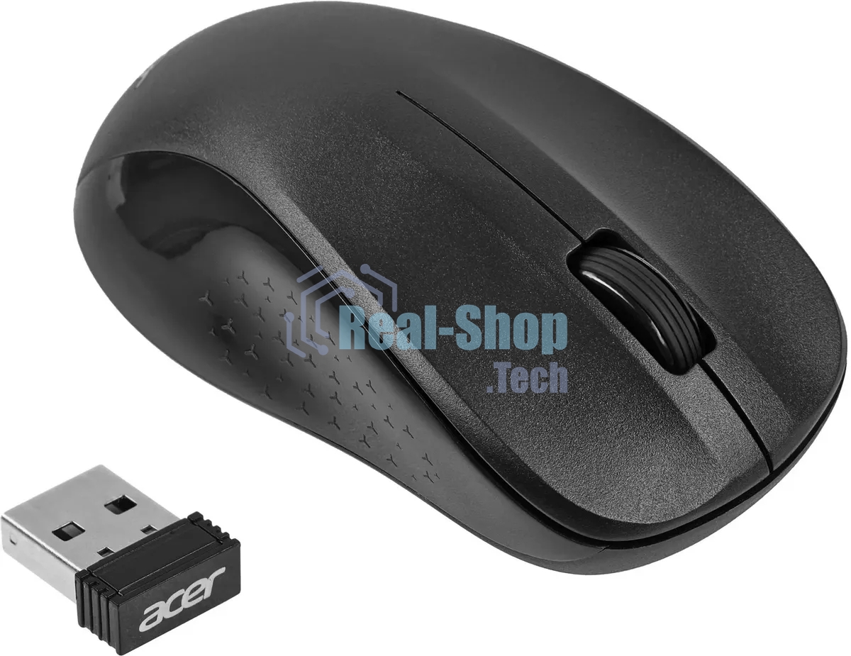 Мышь беспроводная Acer OMR302 черный, 1200 dpi, радиоканал, USB, кнопки - 3