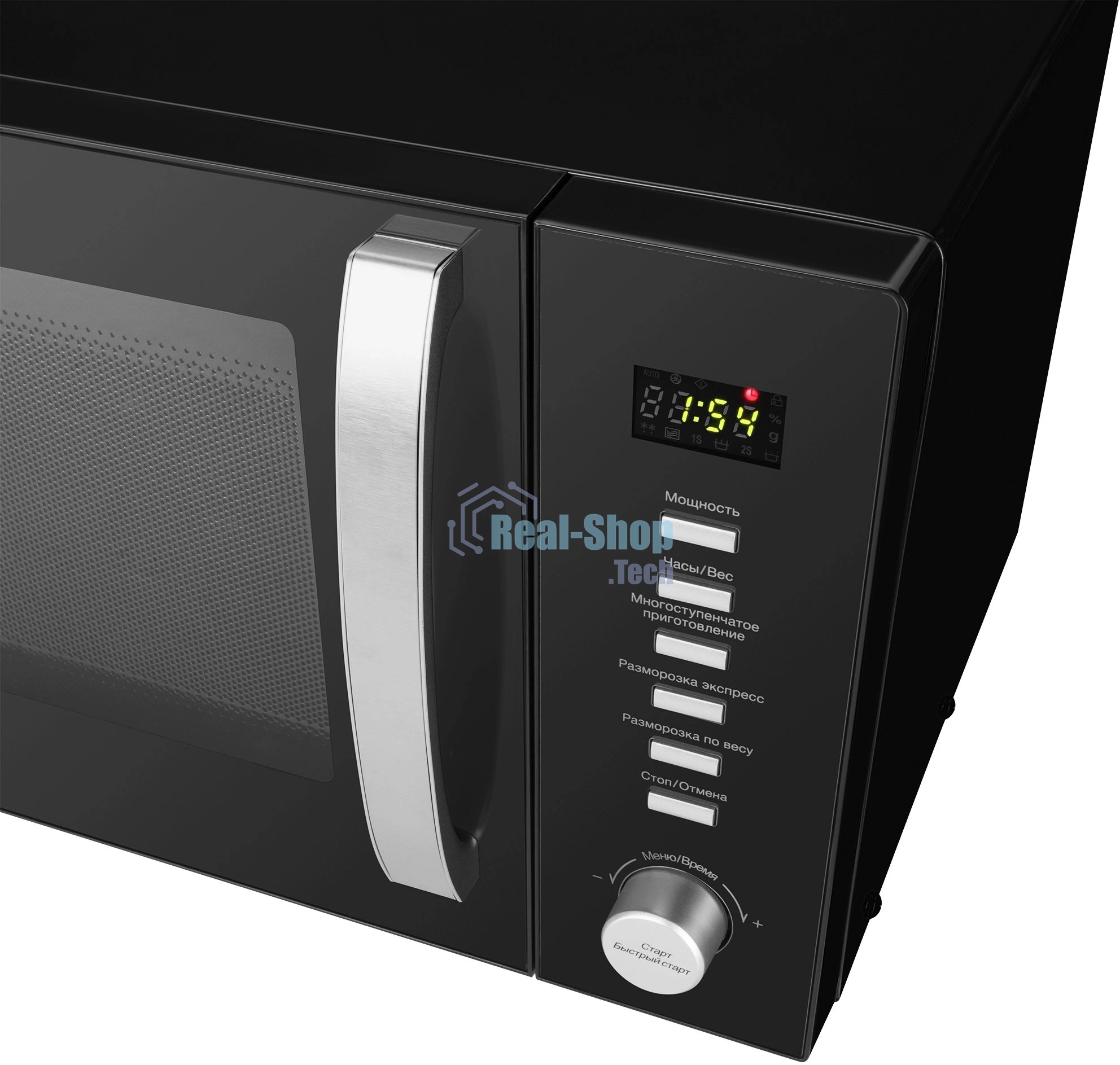 Микроволновая печь Hyundai HYM-D3028 черный/серебристый, 23 л, 900 Вт, переключатели - кнопки/поворотный механизм