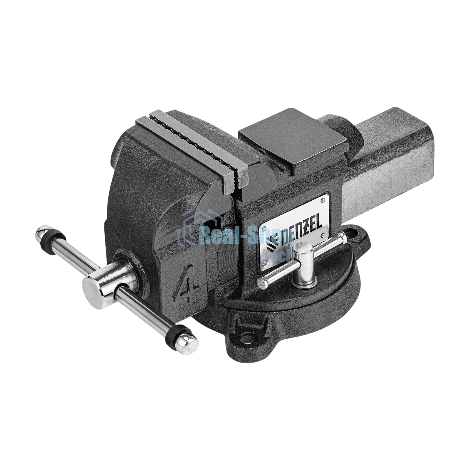 Тиски слесарные Denzel BVH-100 100 мм, поворотные, стальная направляющая, с наковальней