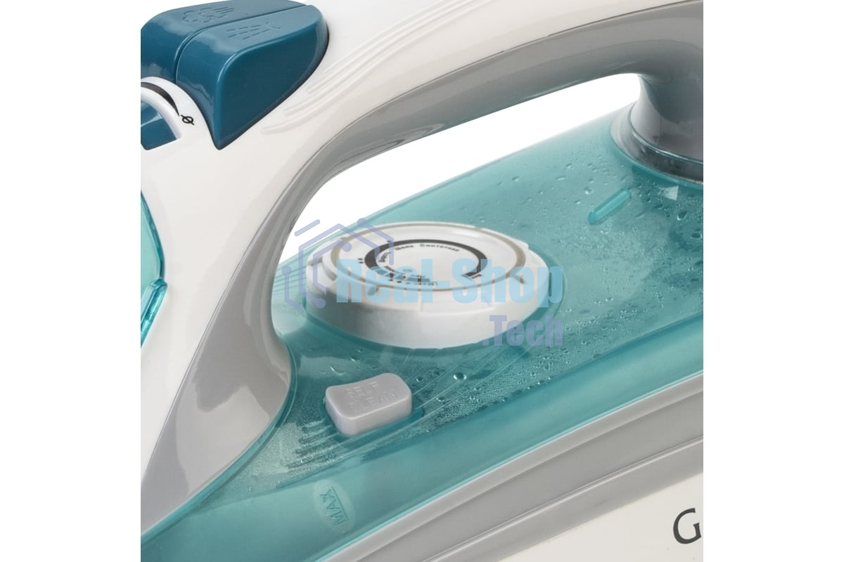 Утюг Galaxy Line GL 6127, бирюзовый, паровой, 2200 Вт, постоянный пар 50 г/мин, паровой удар 170 г/мин, функции: самоочистка, антикапля, антинакипь, функция увлажнения, вертикальное отпаривание, защита от перегрева, индикатор нагрева, керамическое покрыти