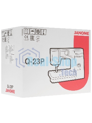 Швейная машина Janome Q-23P белый/рисунок, электромеханическая, вертикальный качающийся, 24 операции, автоматическая петля