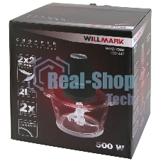 Измельчитель Willmark WMC-7088 (500Вт., стекл. чаша 2л., двойн. лезвия., рез. основание) черный