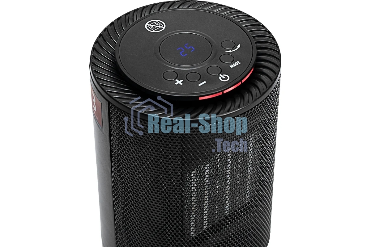 Тепловентилятор керамический Denzel DTFC-1200, черный, 600/1200 Вт, 12 м2, 3 режима, термостат