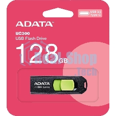 Флешка USB ADATA UC300 (ACHO-UC300-128G-RBK/GN), 128Gb, Type-C USB 3.2, R/W 100/30, черный/зеленый