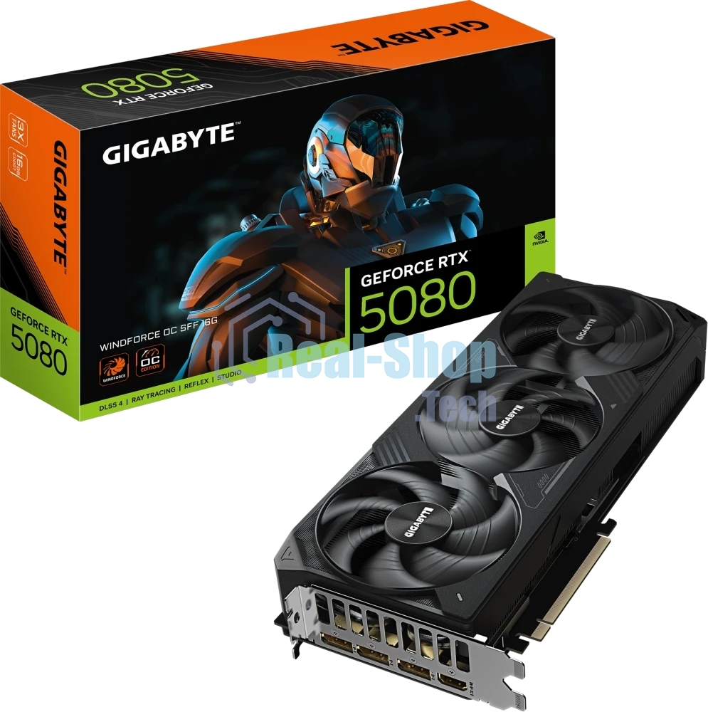 Видеокарта Gigabyte PCI-E 5.0 GV-N5080WF3OC-16GD 1.0 NVIDIA GeForce RTX 5080 16Gb 256bit GDDR7 2670/30000 HDMIx1 DPx3 HDCP Ret