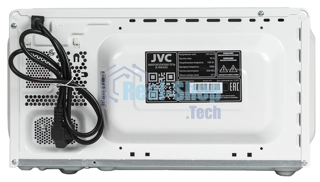 Микроволновая печь JVC JK-MW360S белый, 20 л, 700 Вт, переключатели - сенсор