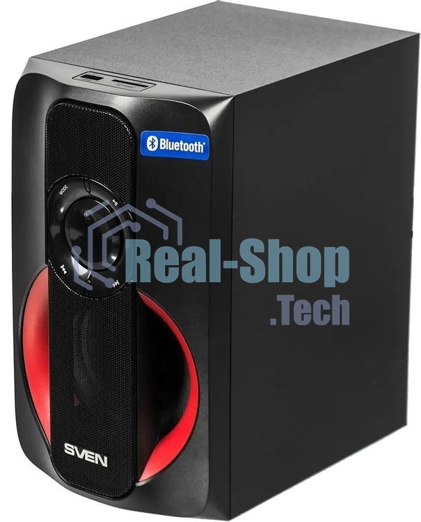Колонки SVEN AC MS -304, черный Акустическая система, беспроводная передача сигнала по Bluetooth, суммарная мощность (RMS), Вт - 40, выходная мощность (RMS), Вт - сабвуфер: 20, сателлиты: 20 (2 х10), частотный диапазон, Гц - сабвуфер: 40 – 150, сателлиты: 150 – 20 000, размеры динамиков, мм - сабвуфер: O 128, воспроизведение с USB flash и SD card памяти, встроенное FM-радио, LED-дисплей, пульт ДУ, материал корпуса сабвуфера и сателлитов – дерево (MDF).