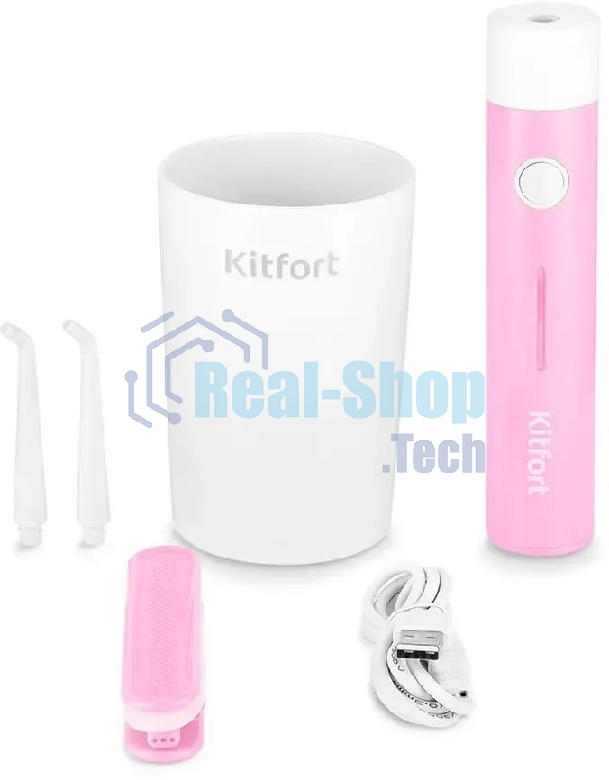 Ирригатор Kitfort КТ-2957-1 розовый/белый, от аккумулятора, 320 мл, 3 режима