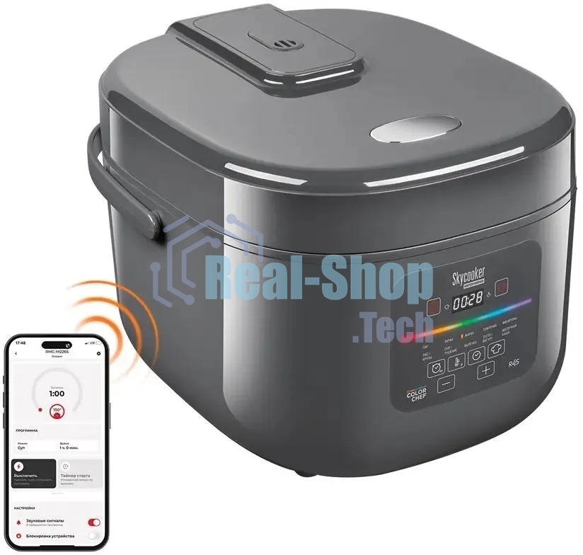 Мультиварка Redmond MC-100S серый, 5 л, 860 Вт, управление - сенсор, программ - 12