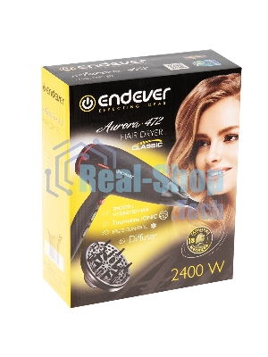 Фен Endever Aurora-472 черный, 2400 Вт, ионизация