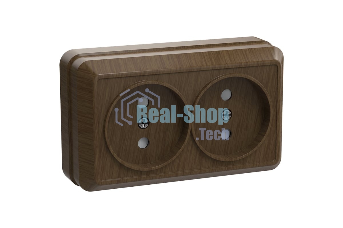 Розетка 2-м ОП Октава 10А IP20 без заземл. дуб ИЭК ERO20-K04-10-DC