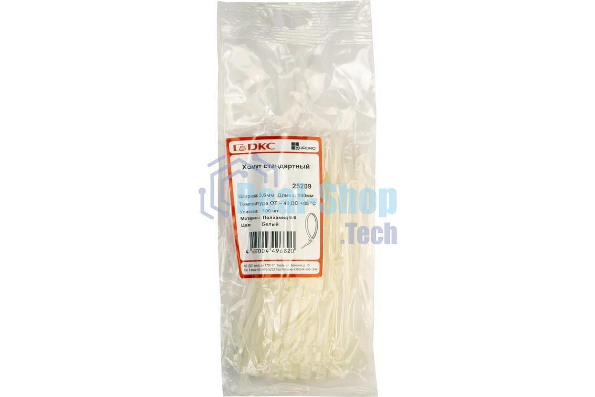 Хомут кабельный DKC 25209SR 3.6х140 полиамид белый (уп. 100 шт)