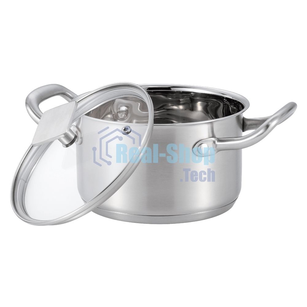Кастрюля MAUNFELD FLORENCE MF19FR01CR из нержавеющей стали со стеклянной крышкой, 16 см, 1,9 л