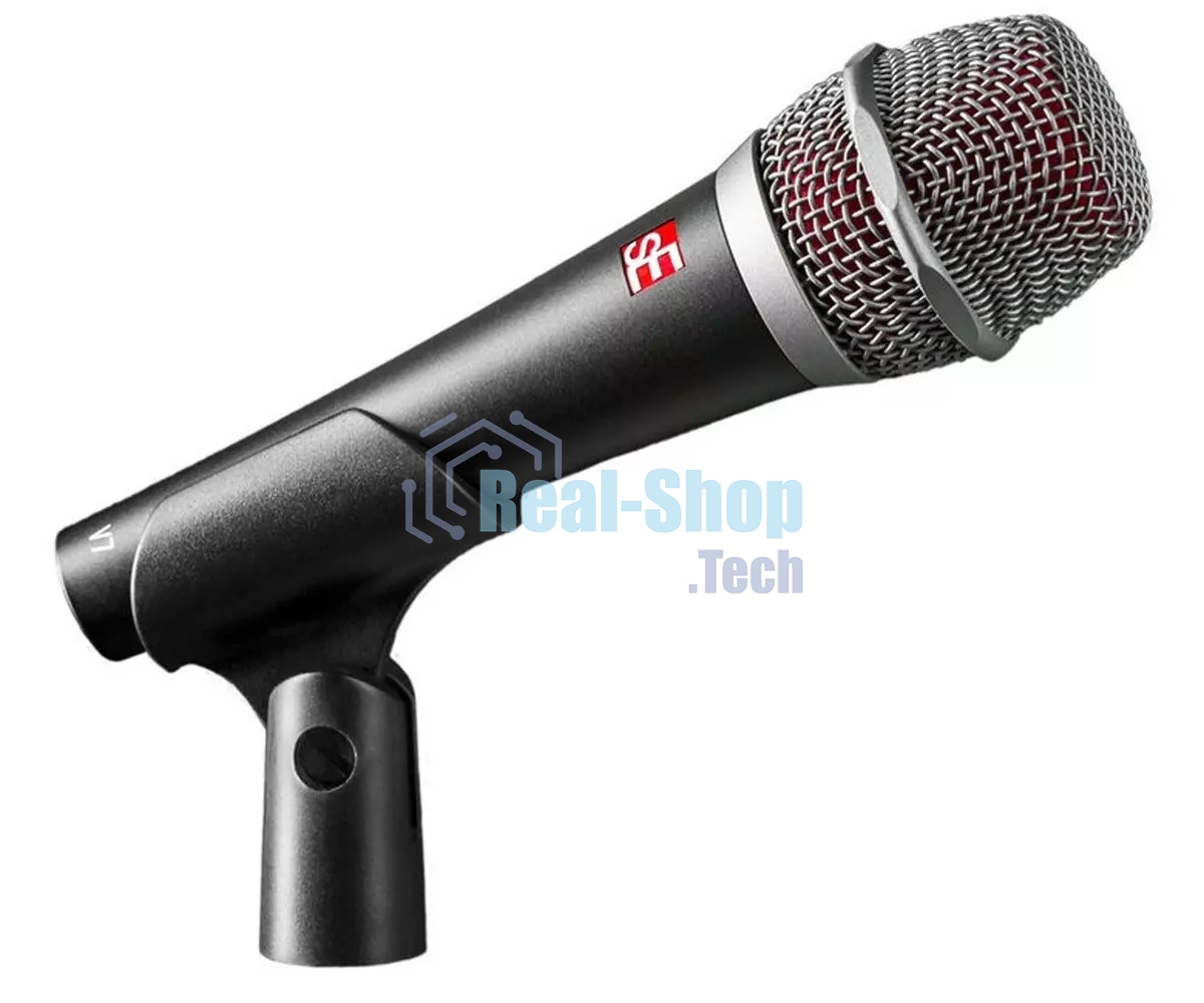 Микрофон динамический sE Electronics V7 40 Гц - 19 кГц, суперкардиоида, в комплекте: микрофонный зажим, адаптер с резьбой, чёрная ветрозащита, транспортировочный чехол на молнии. Цвет серый.