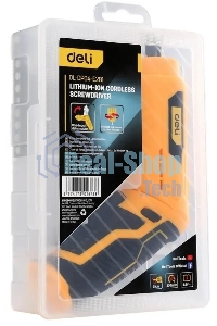 Отвертка аккумуляторная Deli DL-DP04-E2B1 (3,6В, 1,5А*ч, 3Нм, набор бит 10 шт, пласт. кейс)