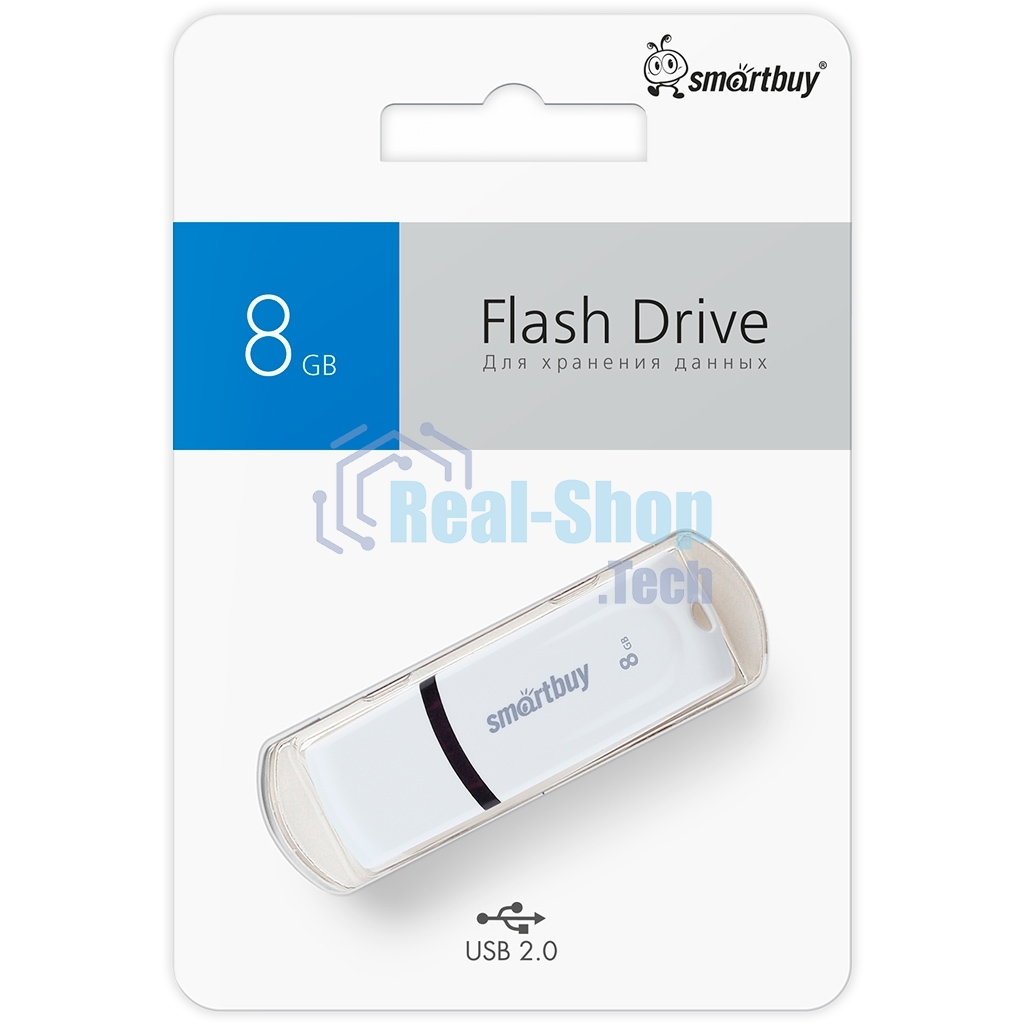Флешка USB Smartbuy Paean (SB8GBPN-W), 8Gb, USB 2.0, R/W 15/5, белый