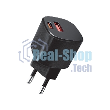Сетевое зарядное устройство Qumo Energy GaN Mini PD 30W (Charger 0072), два порта: Type-C PD + USB-A QC3.0, черный