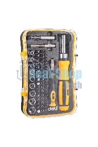Набор прецизионных отвертокDeli DL3565 65 предметов Материал бит Cr-v. Пластиковый кейс.