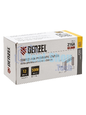 Скобы Denzel 21GA для пнев. степл., 12мм, шир. - 0,95мм, тол. - 0,6мм, шир. скобы - 12,8мм, 5000шт
