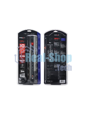 Сетевой фильтр CROWN CMPS-11 черный, 10 розеток, 3 м