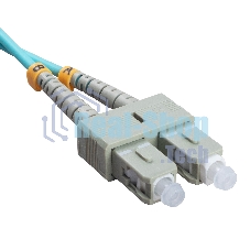 Патч-корд оптический Cabeus Tight Buffer, Duplex LC/SC, OM3 50/125, LSZH, 10м, Ø 3мм, серый хвостовик, бирюзовый